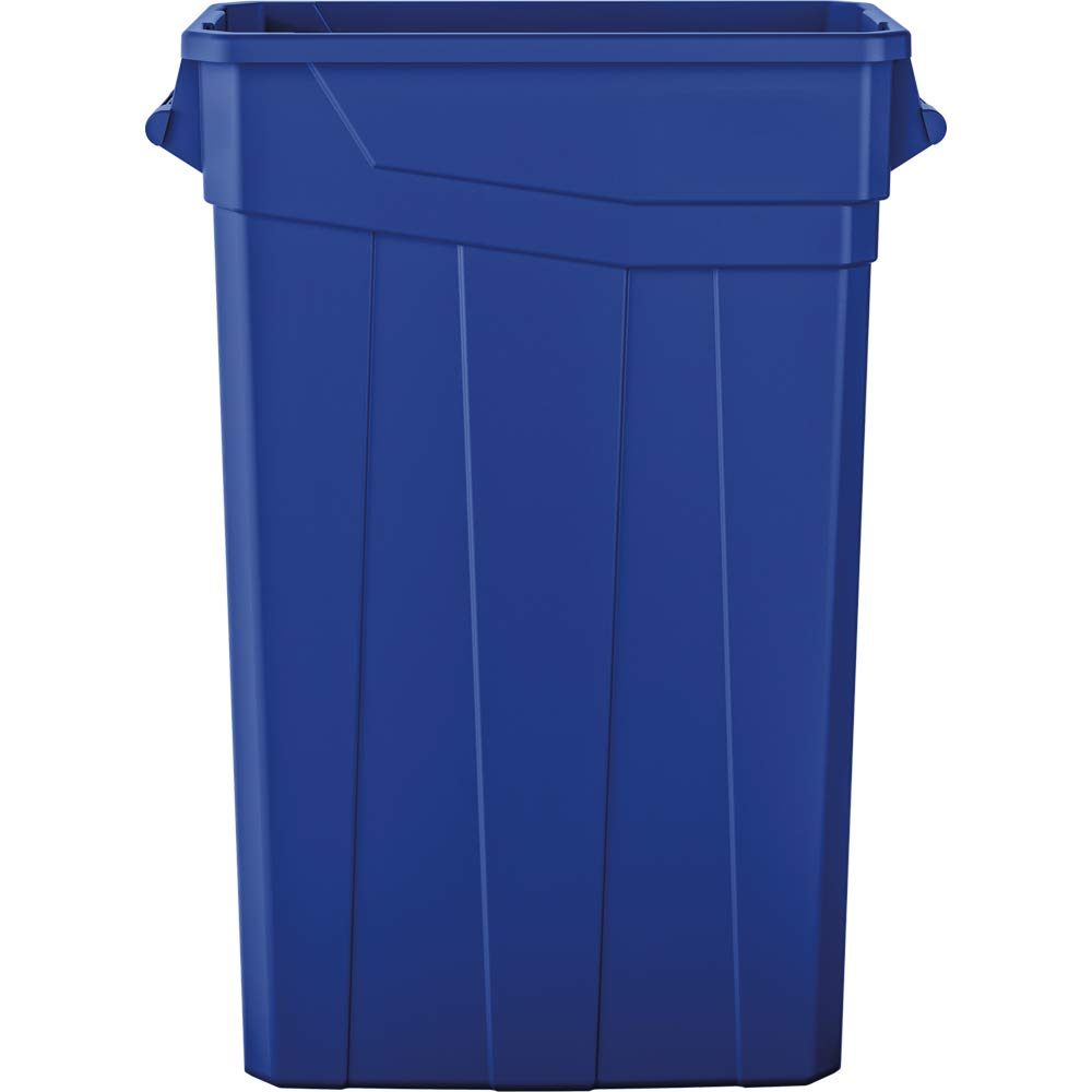AmazonBasics 23 Gallon Commercial Slim Trash Can with Handle, Blue, 4-Pack