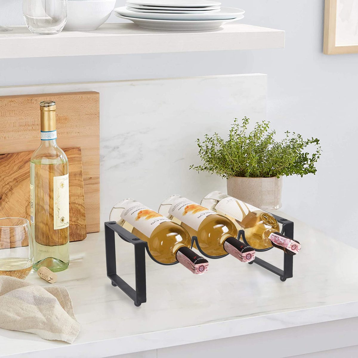 UMI. by Amazon Metal Wine Rack Free Standing, 2 Tier 6 Bottles Wine Storage Holder Racks for Home Bar