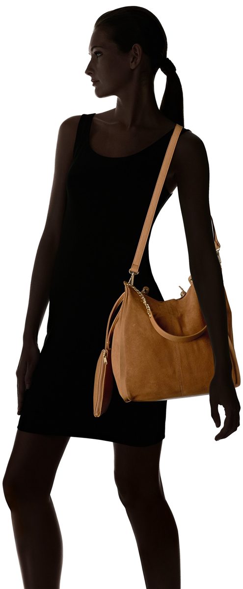 The Fix womens Joni Deconstructed Suede Tote With Chain Shoulder Strap Shoulder Handbag