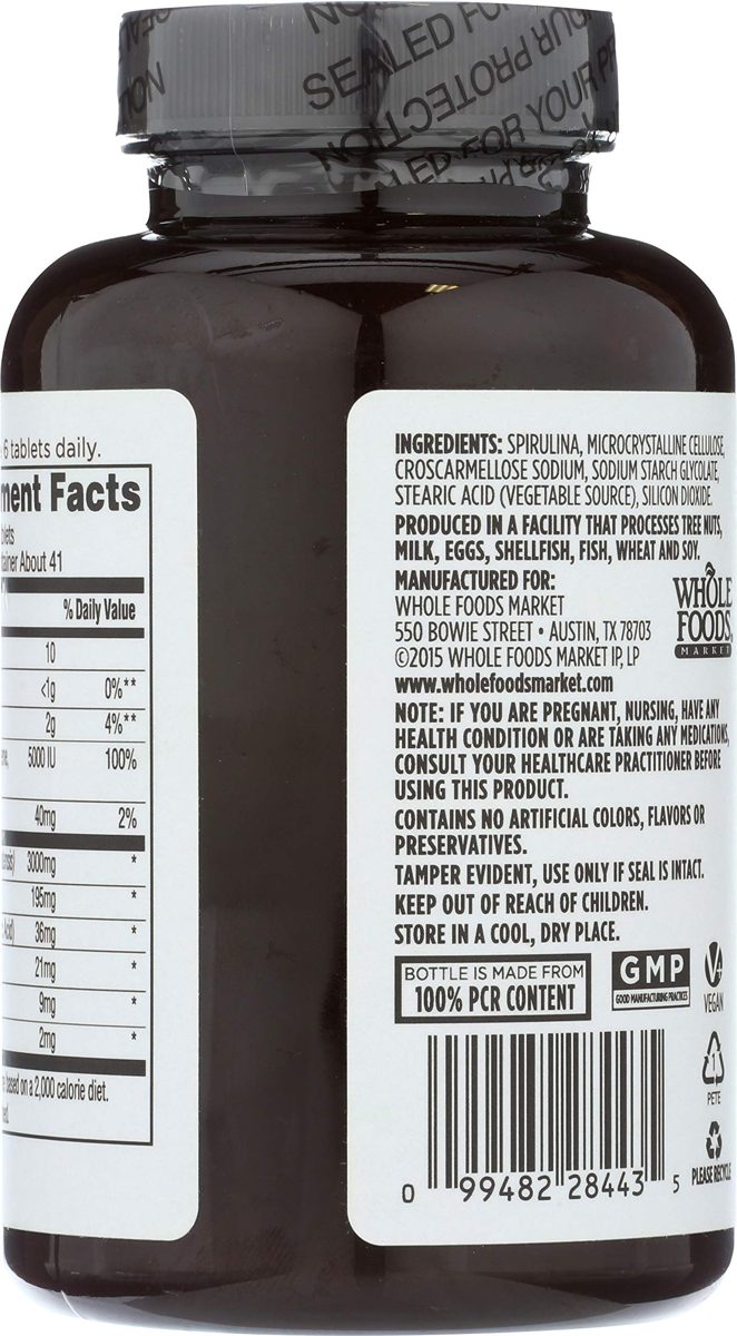 Whole Foods Market, Spirulina 3000mg, 250 ct
