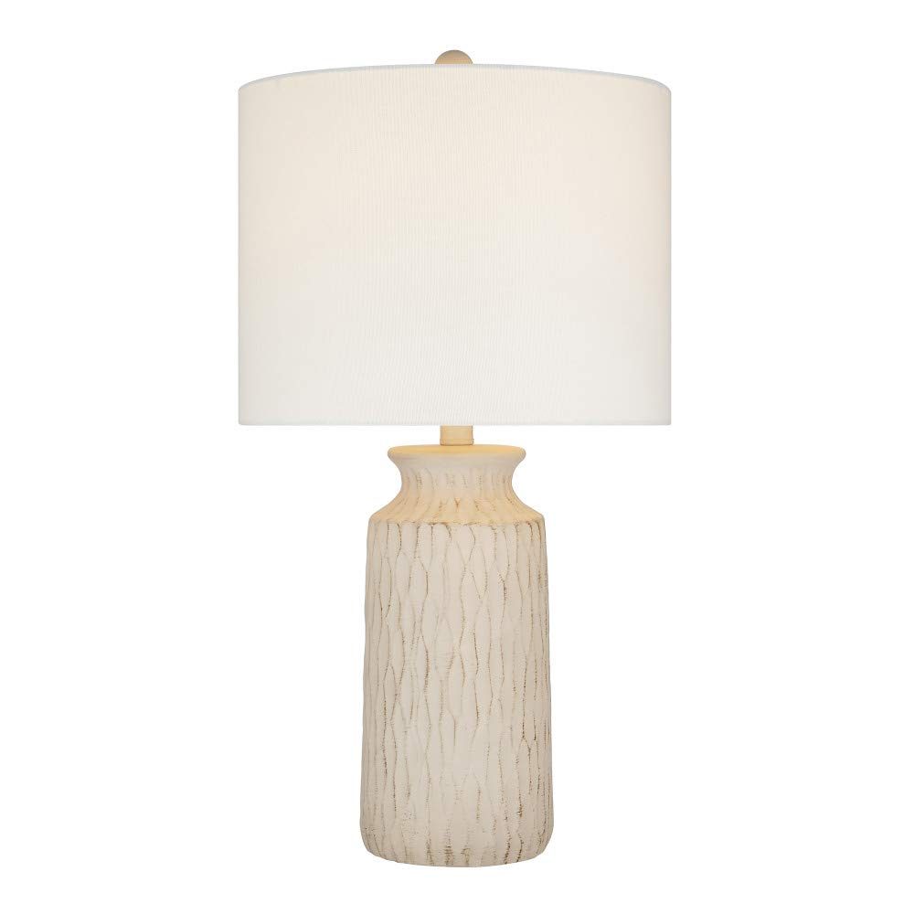Amazon Brand – Stone & Beam Contemporary Textured 2-Tone Resin Table Lamp, LED Bulb Included, 24.5"H, Beige