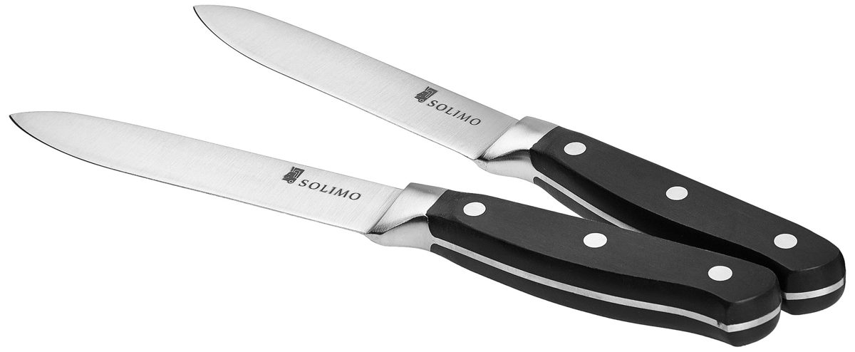 Amazon Brand - Solimo Premium High-Carbon Stainless Steel Utility Knife Set, 2-Pieces, Silver
