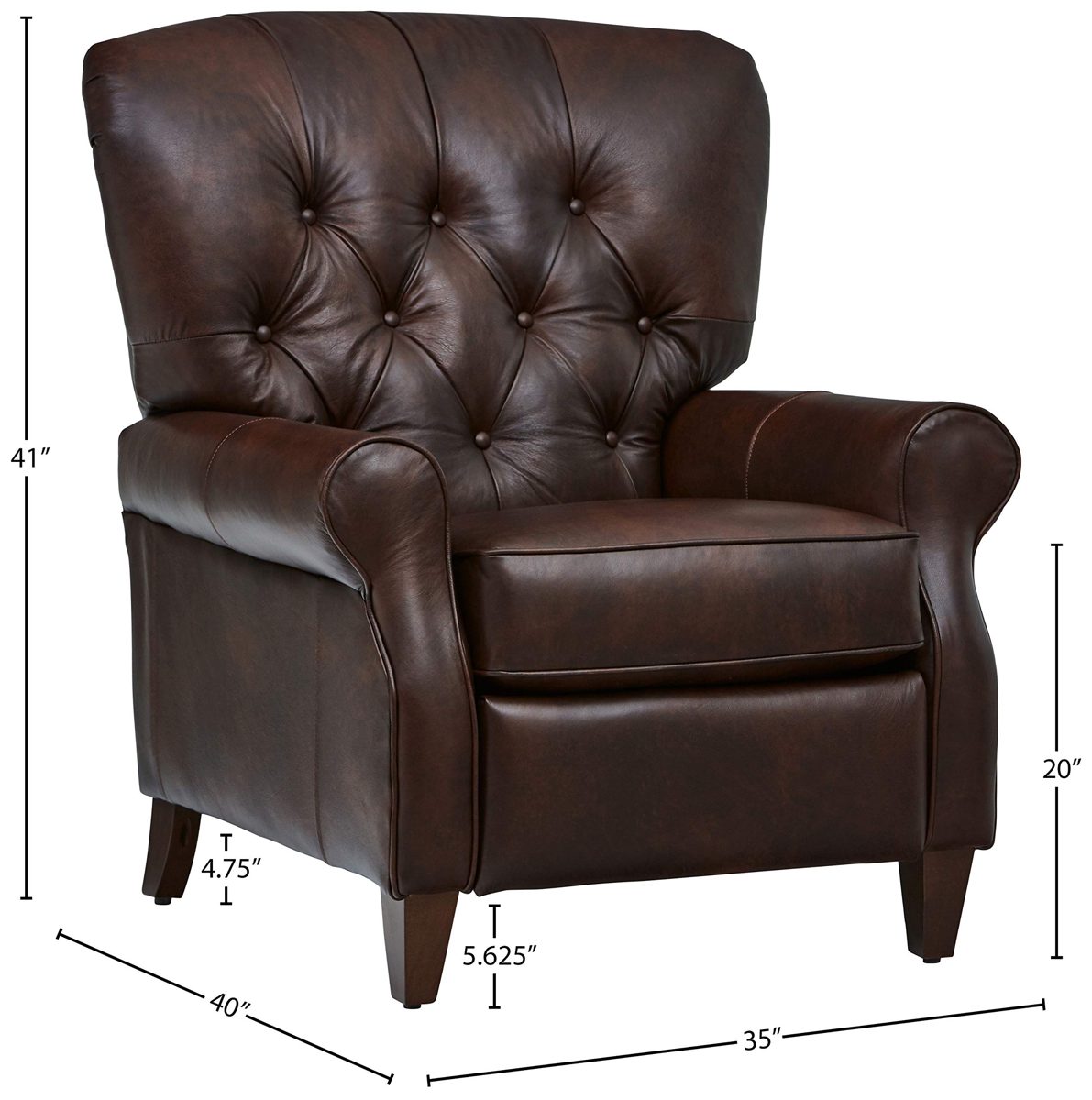 Amazon Brand – Stone & Beam Appleton Farmhouse Tufted Leather Recliner, 35"W, Driftwood