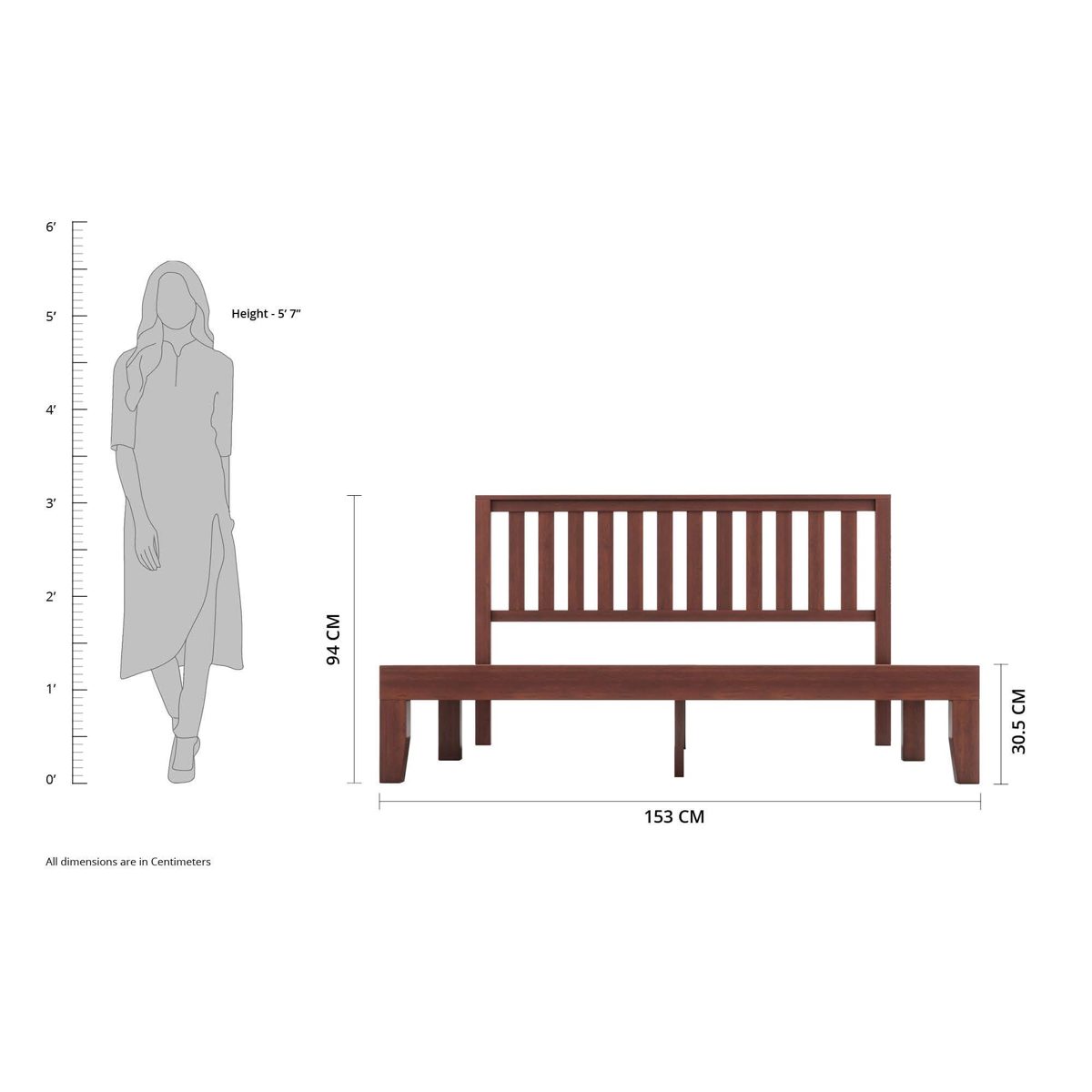 Amazon Brand - Solimo Trinity Solid Wood Queen Bed (Walnut Finish)