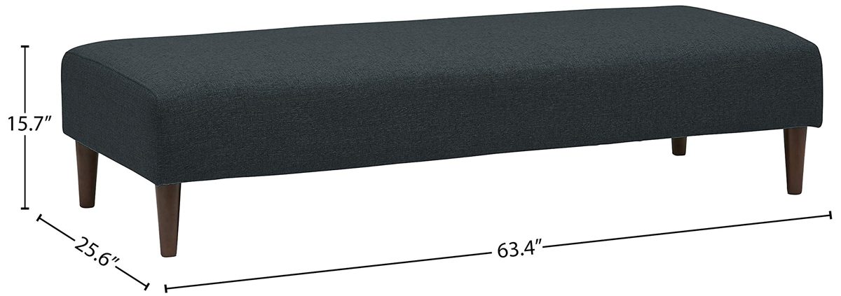 Amazon Brand – Rivet Ava Mid-Century Modern Upholstered Ottoman, 63.4"W, Denim