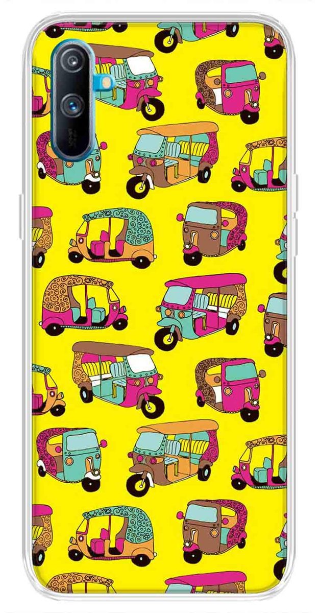 Amazon Brand - Solimo Designer Multicolor Auto Yellow Pattern Printed Soft Back Case Mobile Cover for Realme C3