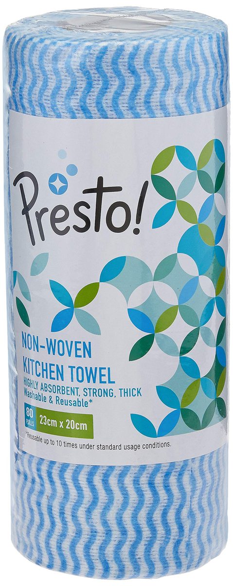 Amazon Brand - Presto! Non-Woven Kitchen Towel Roll - 80 Pulls (Blue)