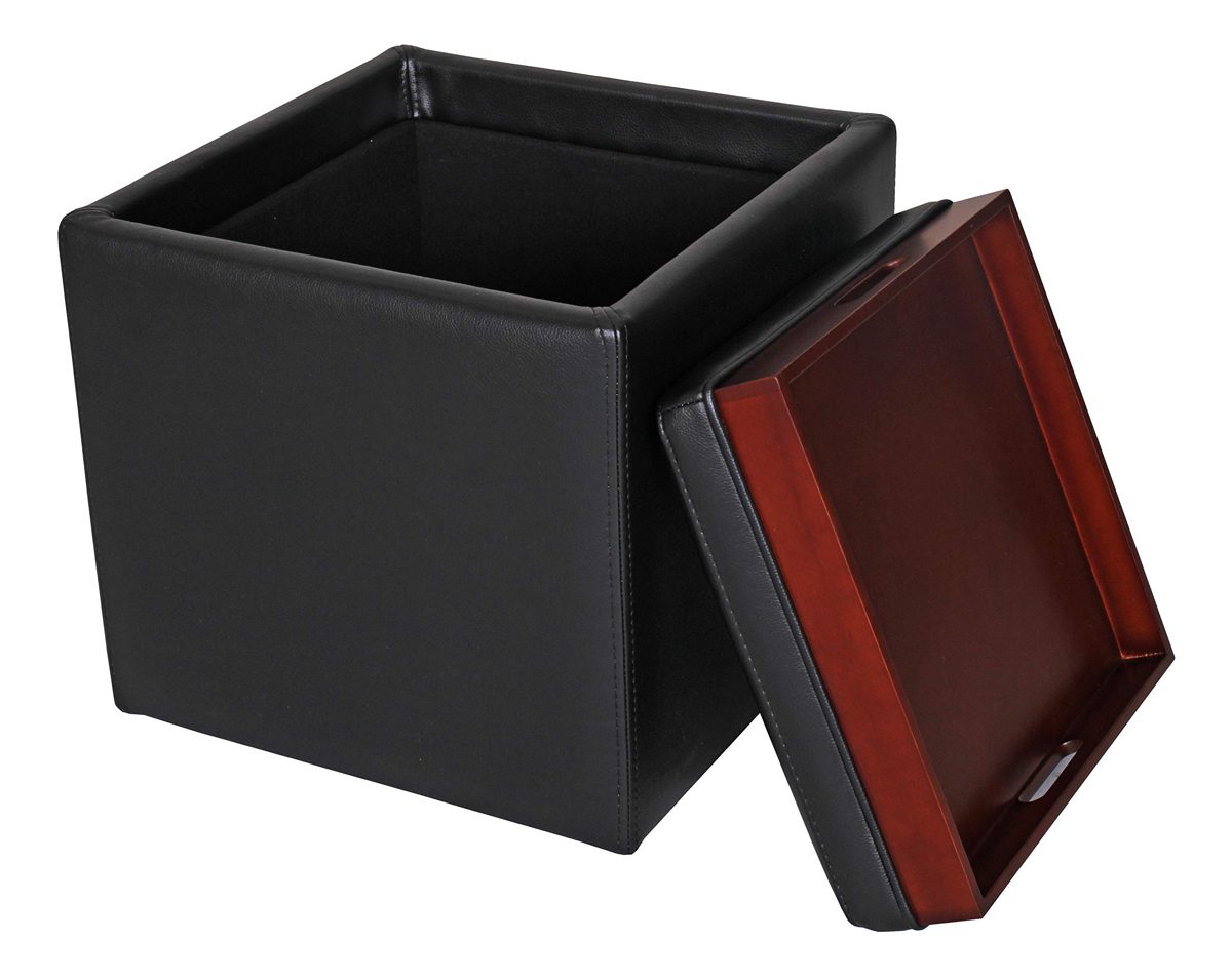 Amazon Brand – Rivet Ross Modern Vegan Faux Leather Lift-Top Storage Ottoman Pouf, 17.7"W, Black