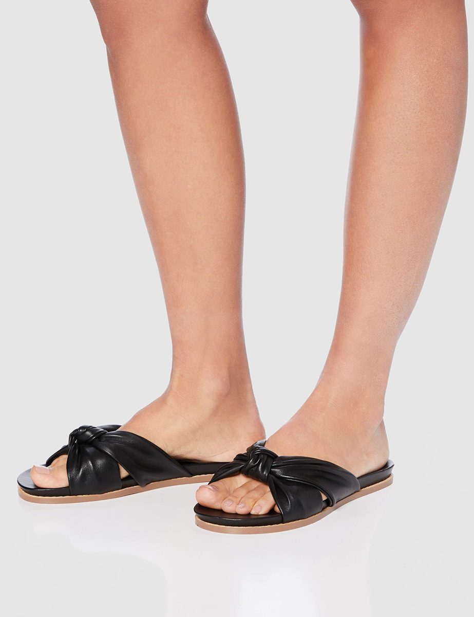 find. Women's Knot Footbed Open Toe Sandals, Black, 2