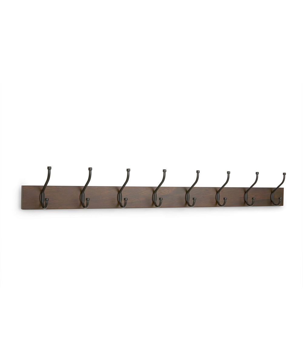 AmazonBasics Wall Mounted Coat Rack - 8 Standard Hook, Walnut, 2-Pack