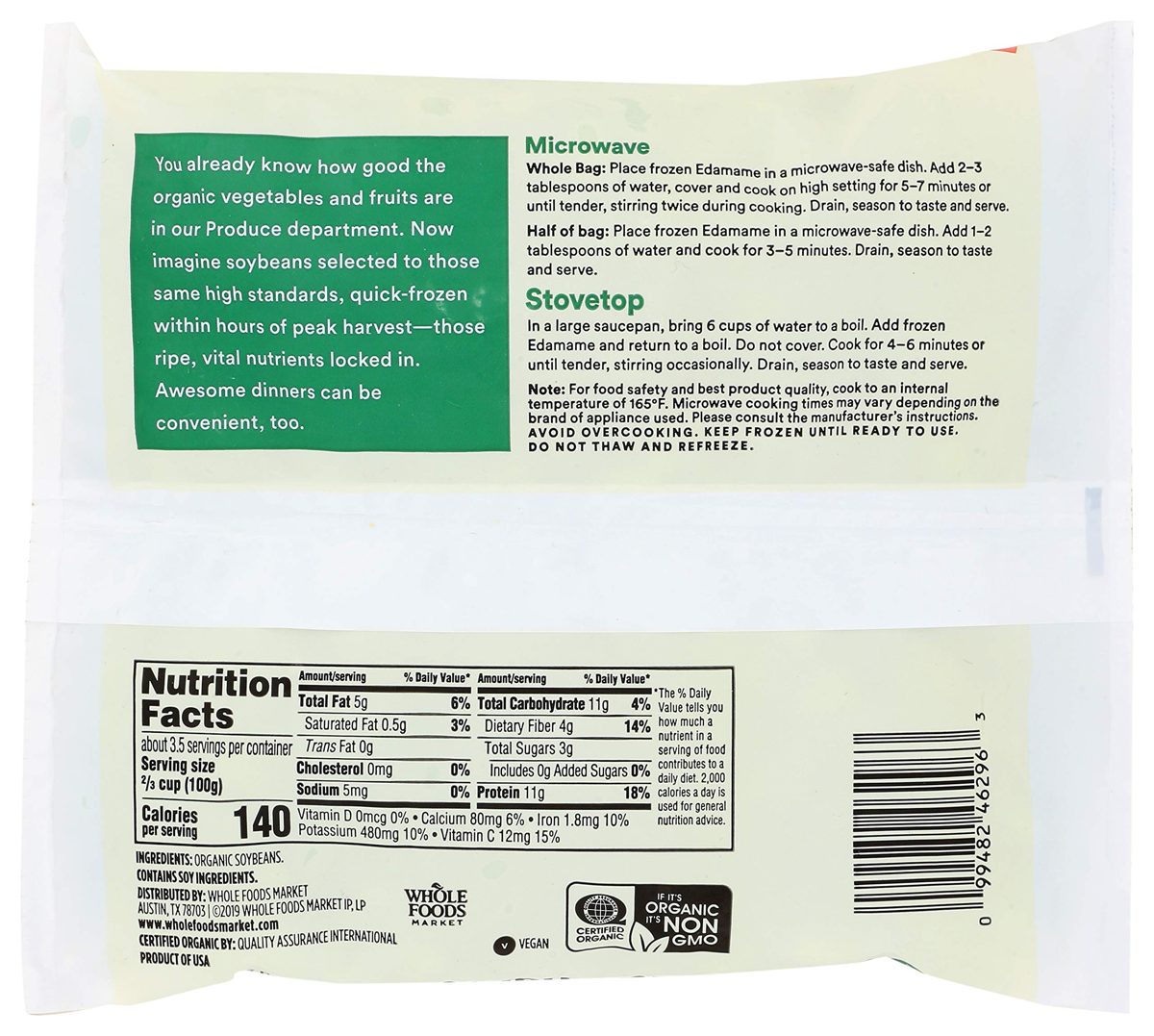 365 Everyday Value, Organic Shelled Edamame, Blanched Shelled Soybeans, 12 oz, (Frozen)