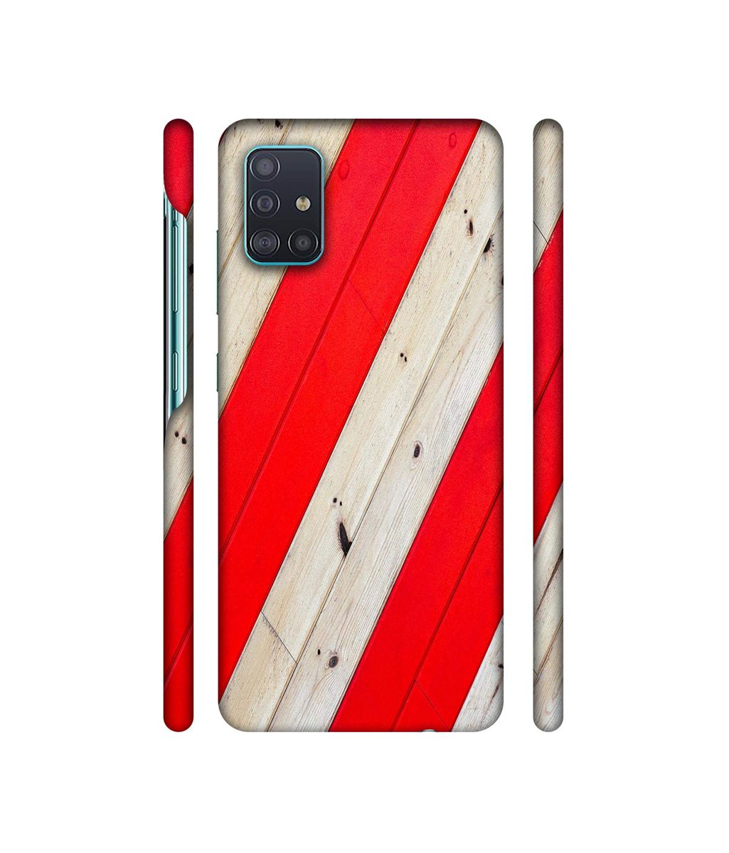 Amazon Brand - Solimo Designer Red and Cream Color Wood 3D Printed Hard Back Case Mobile Cover for Samsung Galaxy A51