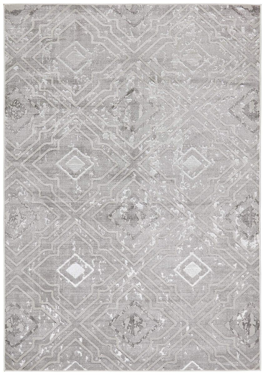 Amazon Brand – Rivet Polyester Area Rug, 1' 8" x 2' 10", Silver, Grey, White