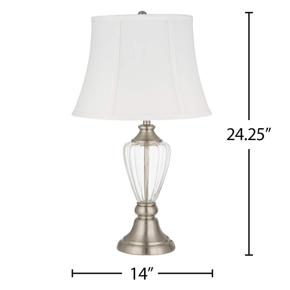 Amazon Brand – Ravenna Home Living Room Table Lamp With LED Light Bulb - 24.25 Inches, Brushed Nickel With Clear Glass