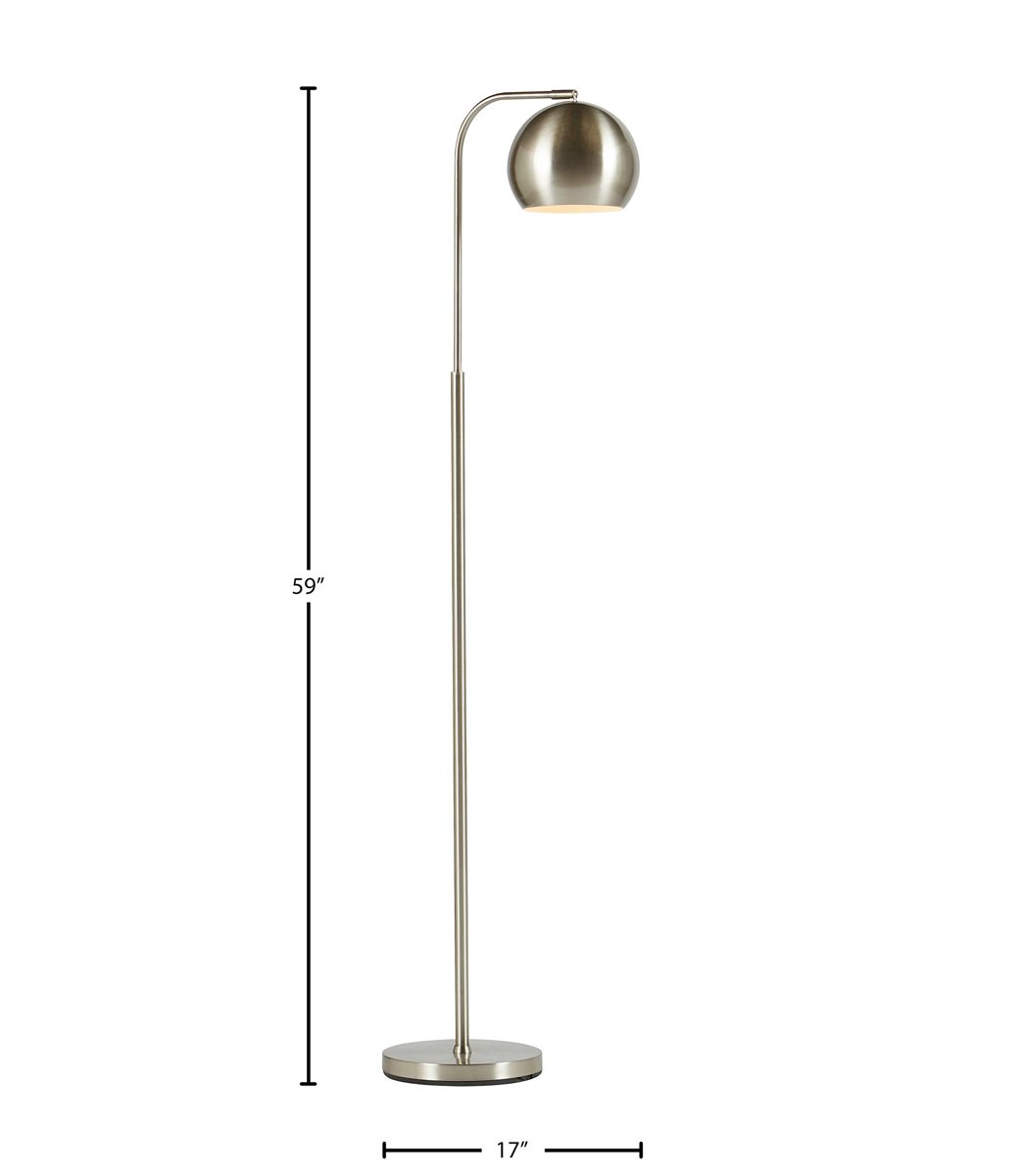 Amazon Brand – Rivet Adjustable Arm Mid-Century Modern Living Room Standing Floor Lamp - 59 Inches, Brushed Nickel
