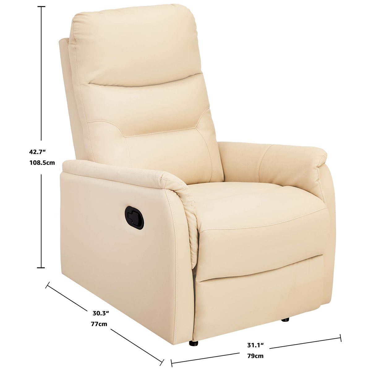 AmazonBasics Modern Faux Leather Pull-Tab Recliner Chair - Cream