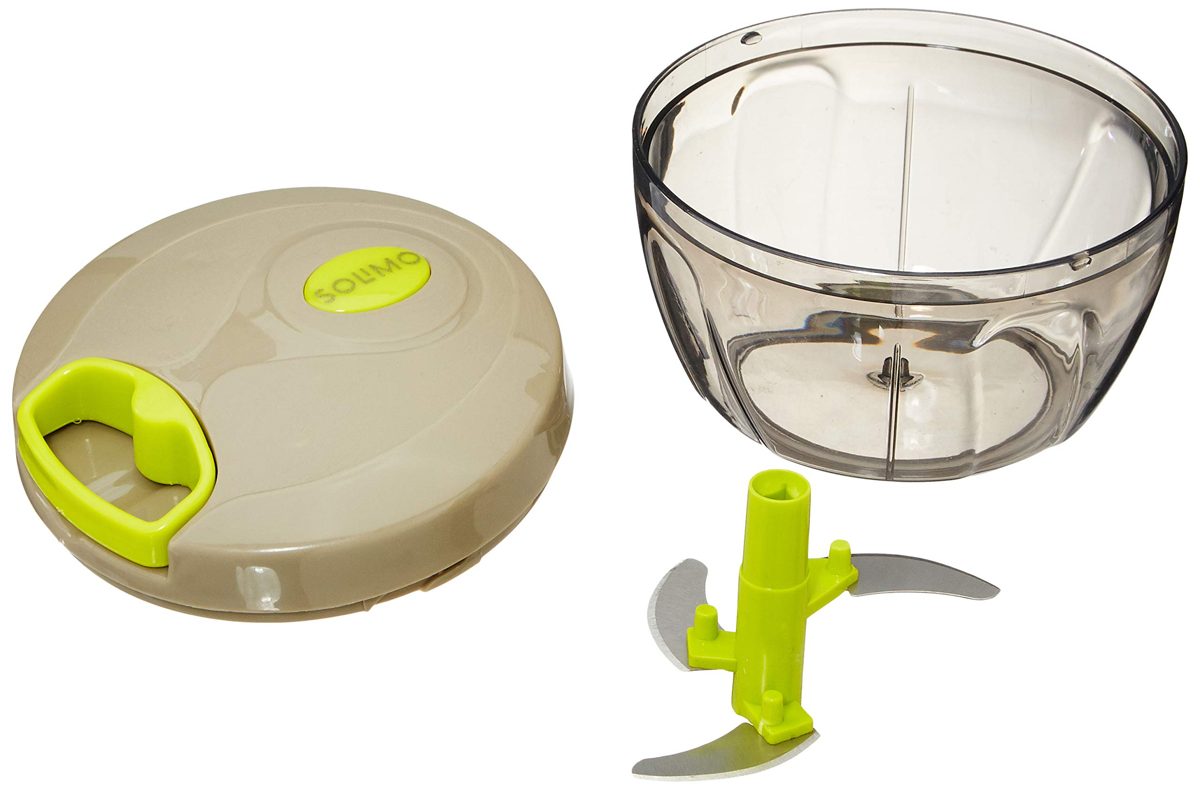 Amazon Brand - Solimo Compact Vegetable Chopper (350 ml, Grey/Lime)