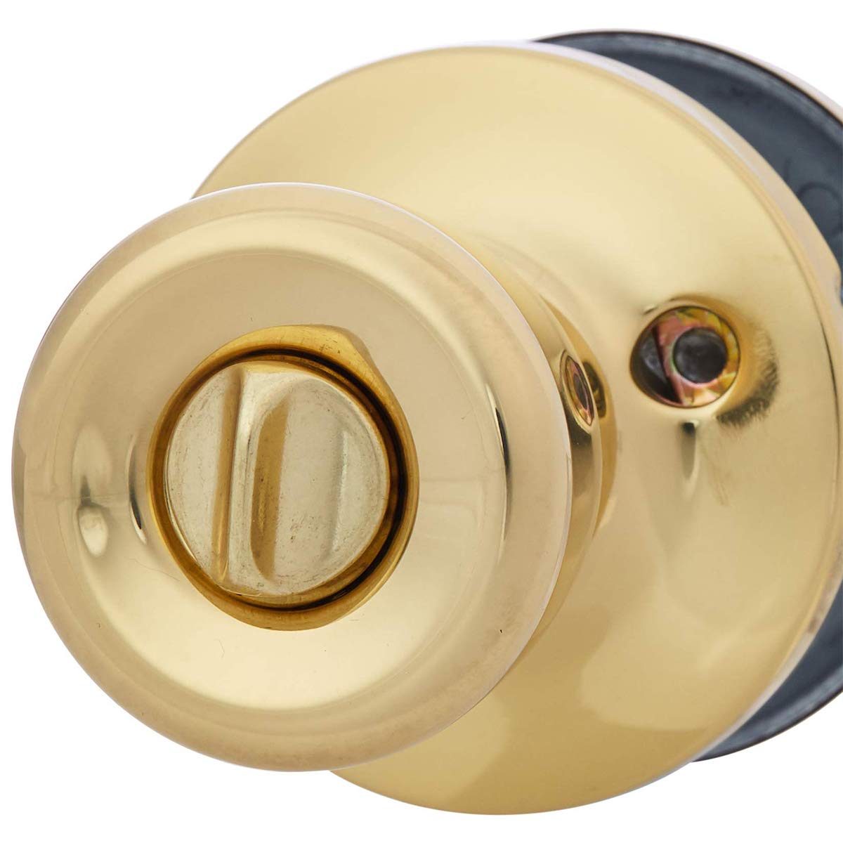 AmazonBasics Bedroom/Bathroom Door Knob With Lock, Bell, Polished Brass