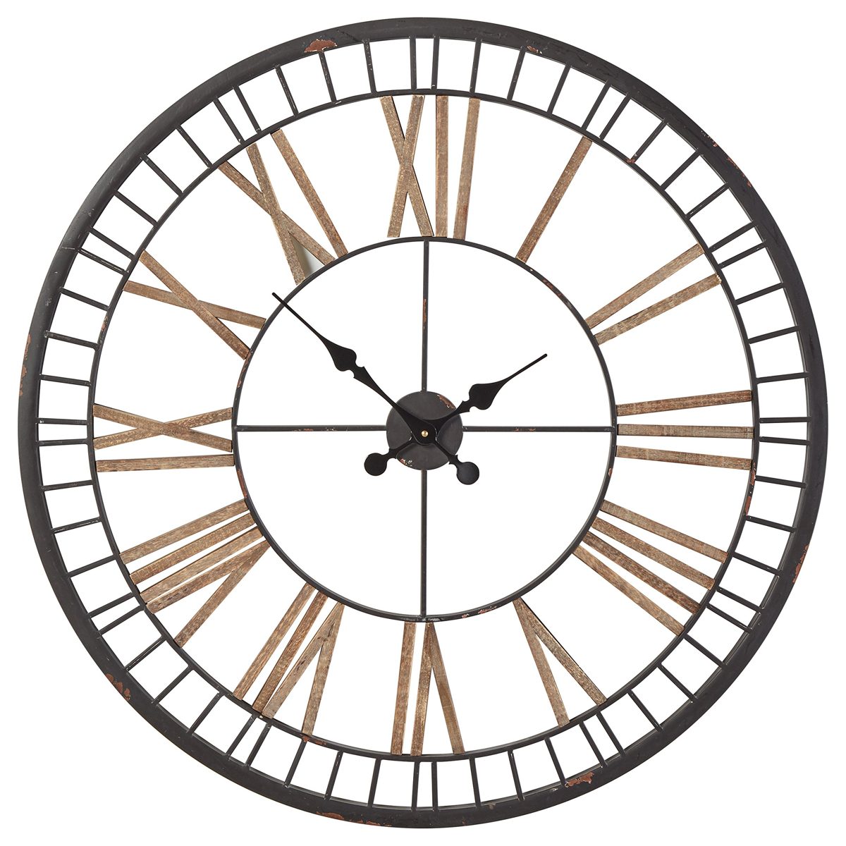 Amazon Brand – Stone & Beam Vintage Farmhouse Style Decorative Metal Wall Clock - 32 Inches, Black