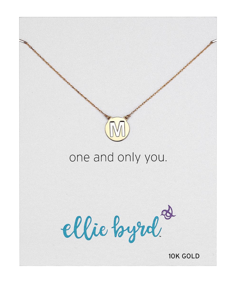 ellie byrd 10k Gold Two Tone Initial "M" Disc Necklace, 18"