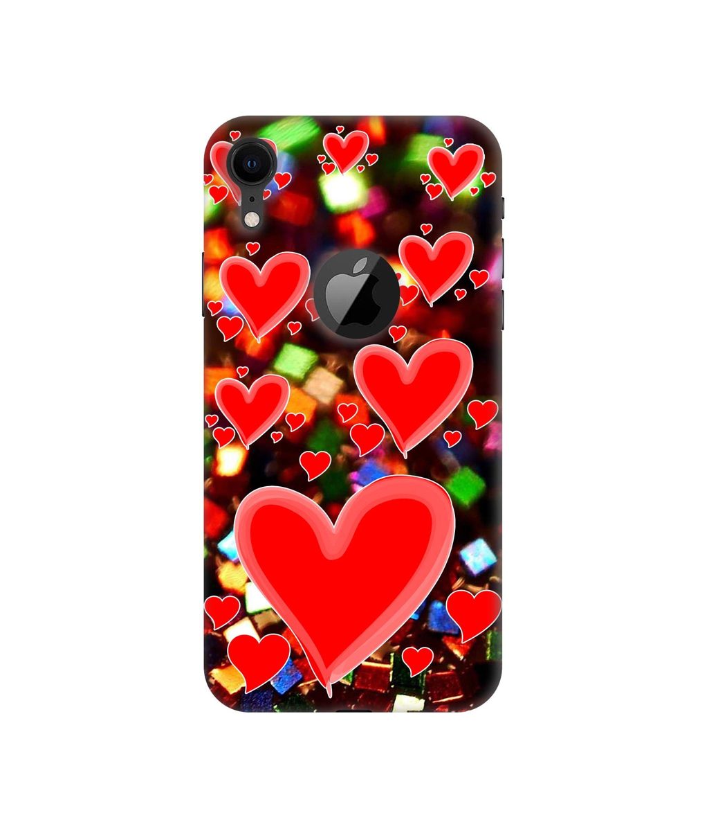 Amazon Brand - Solimo Designer Heart Texture on Glitters 3D Printed Hard Back Case Mobile Cover for Apple iPhone XR (Logo Cut)