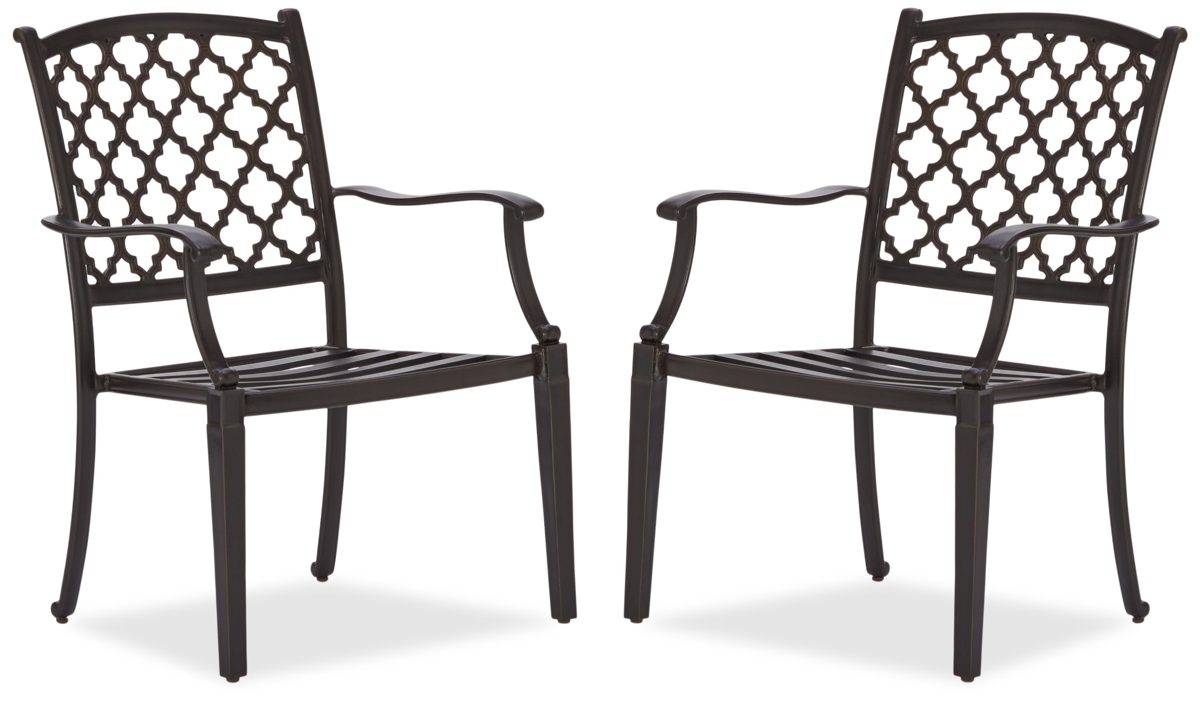 Strathwood Whidbey Cast-Aluminum Dining Arm Chair, Set of 2