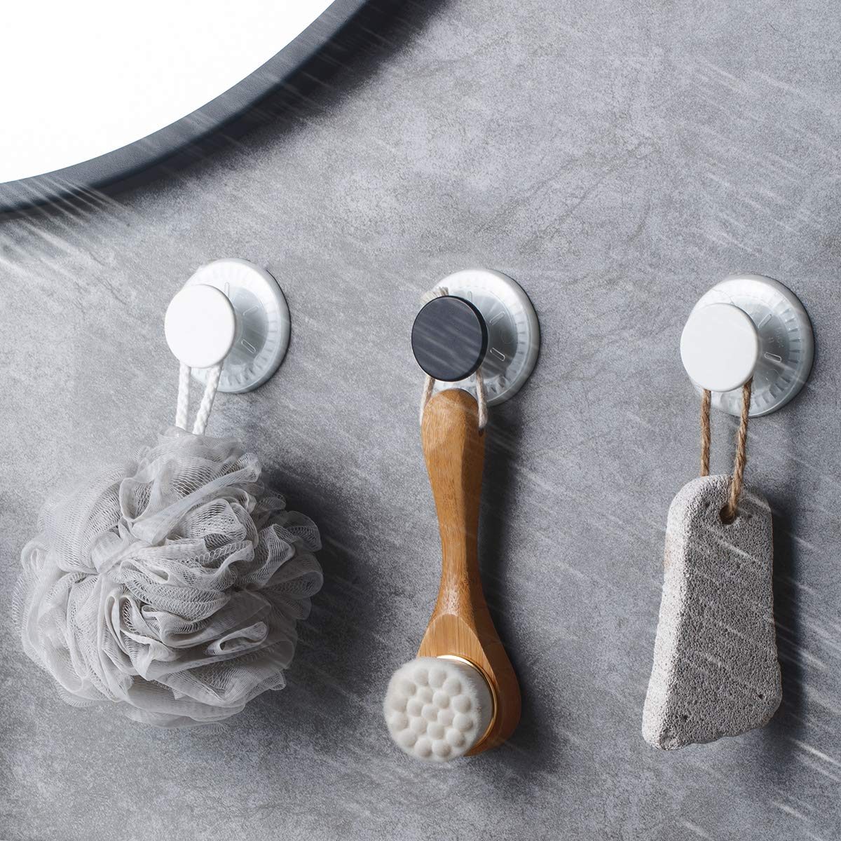 Eono Vacuum Suction Cup 6 Pack No Drilling Sucker Hooks made of premium TPU gel and durable plastic with oil-proof and waterproof, can adapt to various environments such as kitchen or bathroom