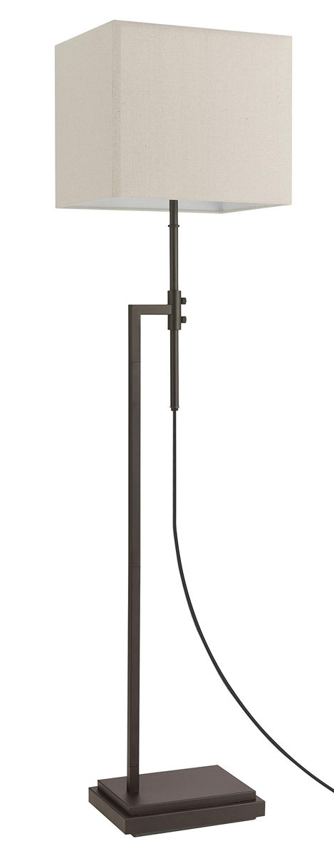 Amazon Brand – Stone & Beam Contemporary Adjustable Height Floor Lamp with Rectangular Linen Shade, LED Bulb Included, 63"H, Brown