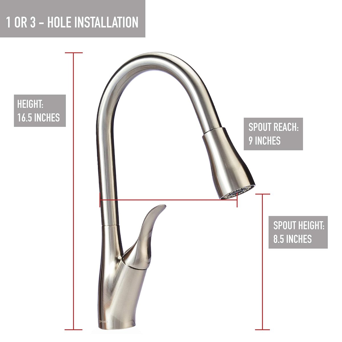 AmazonBasics Single-Handled Kitchen Pull-Down Sprayer Faucet, Polished Chrome