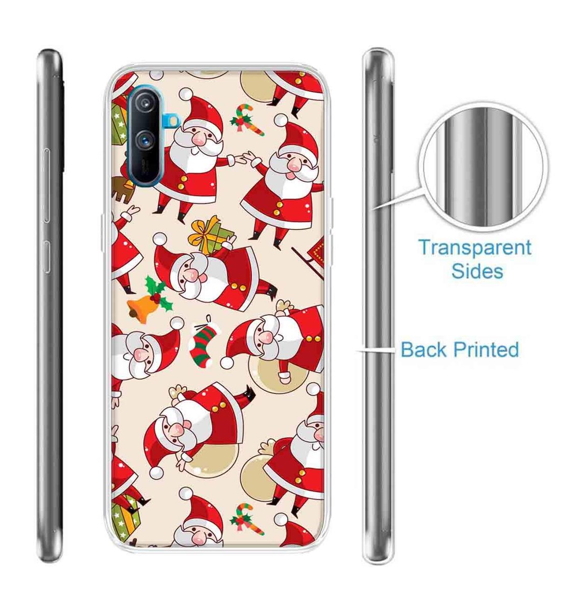 Amazon Brand - Solimo Designer Multicolor Santa Claus Pattern Printed Soft Back Case Mobile Cover for Realme C3