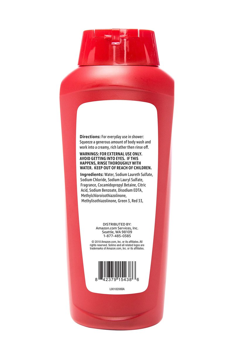 Amazon Brand - Solimo Men's Body Wash, Fresh Scent, 18 Fluid Ounce