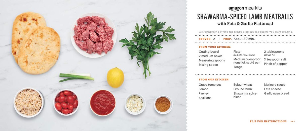 AMAZON Shawarma-Spiced Lamb Meatballs with Feta & Garlic Flatbread, 35 OZ