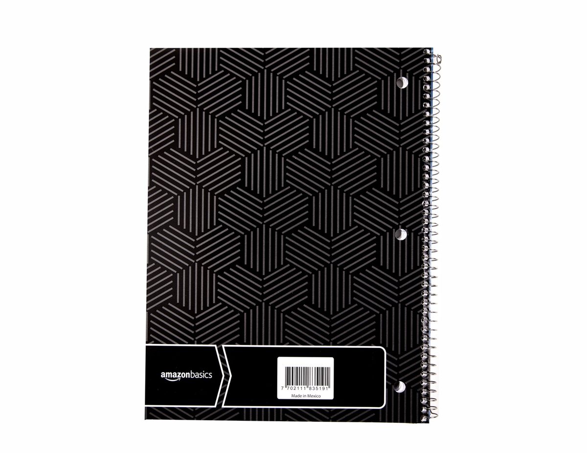 AmazonBasics College Ruled Wirebound Spiral Notebook, 100 Sheet, Assorted Sunburst Pattern Colors, 25-Pack