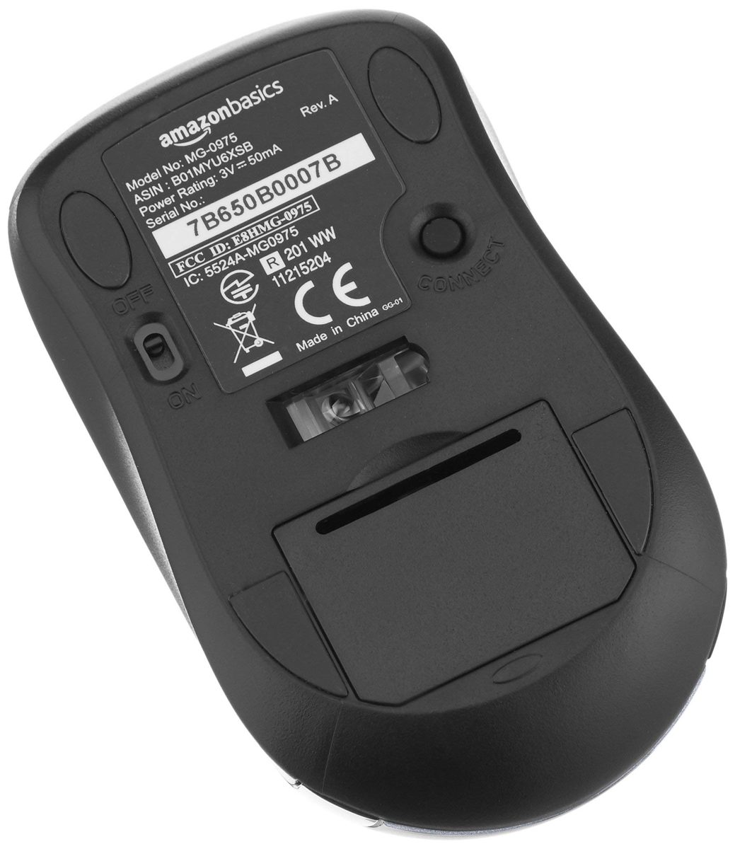 (Renewed) AmazonBasics Wireless Mouse with Nano Receiver - Silver
