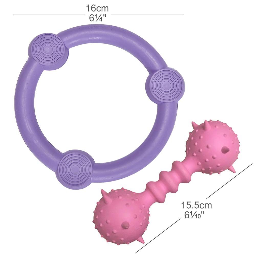 UMI. Essential Pack of 2 Gift Toys for Puppies & Dogs, Rubber Ring and Spiky Stick Dental Chew Dog Toy Value Pack