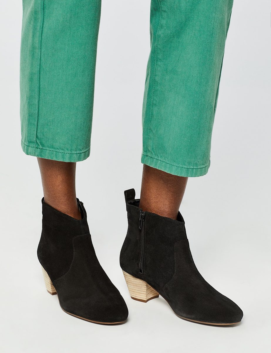 Amazon Brand - find. Leather Western Ankle Boots, Black (Black), US 8.5