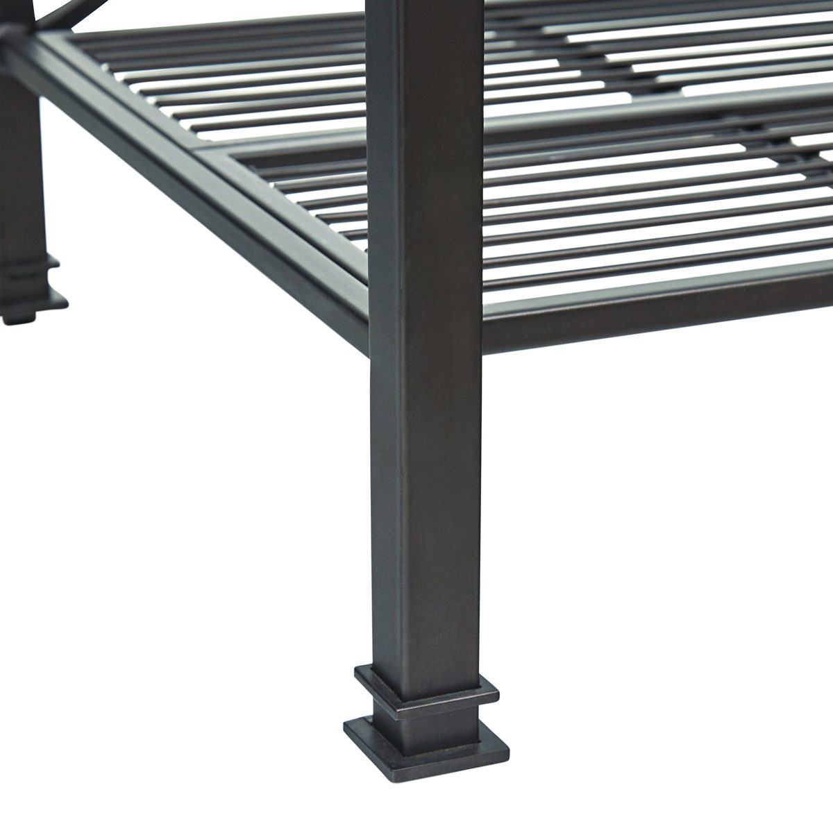Amazon Brand – Stone & Beam Amber Metal Buffet Table Kitchen Storage Rack, 47.5"W, White, Carrera Marble, Black Metal