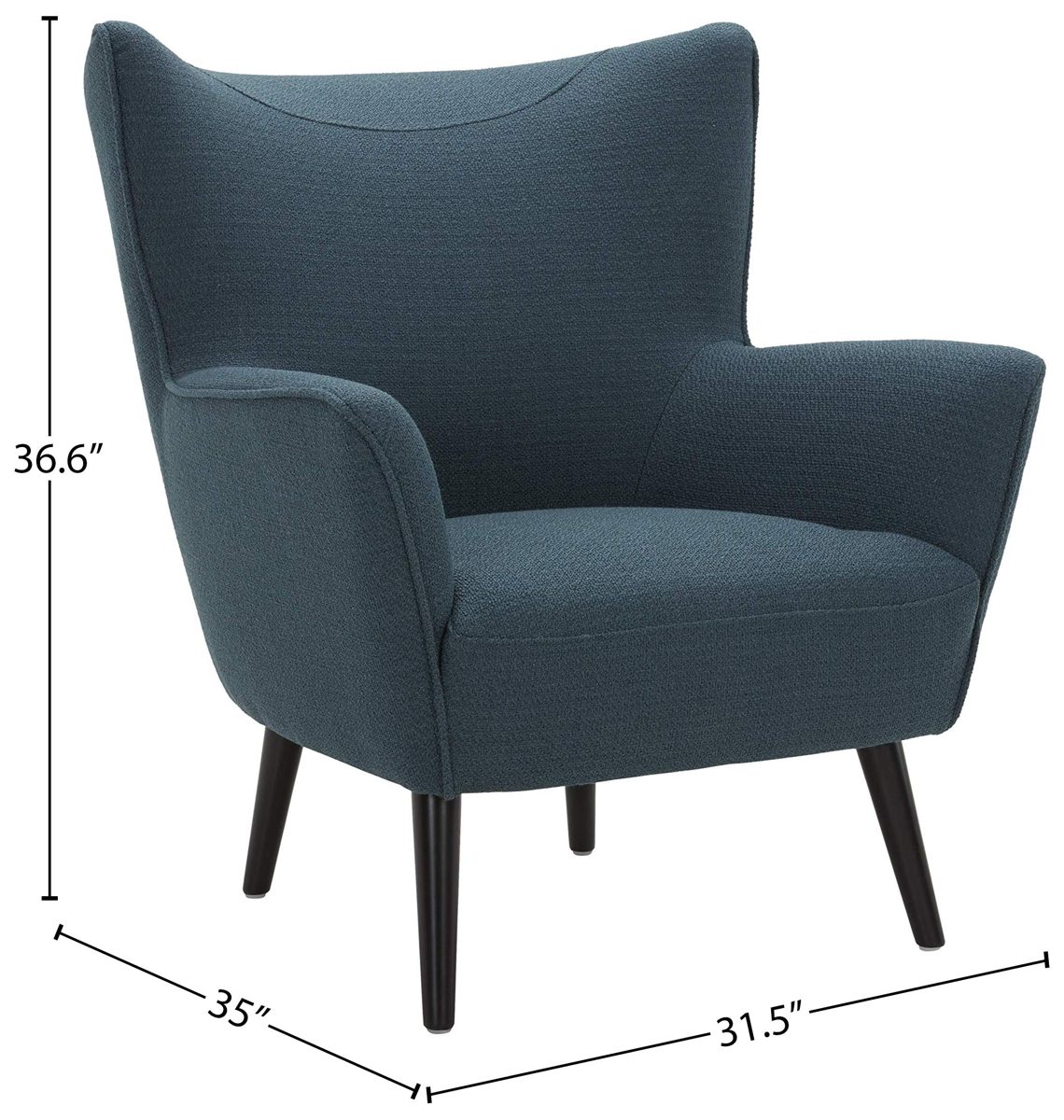 Amazon Brand – Rivet New Luna Upholstered Crescent Mid-Century Accent Chair with Tapered Legs, 31.5"W, Teal