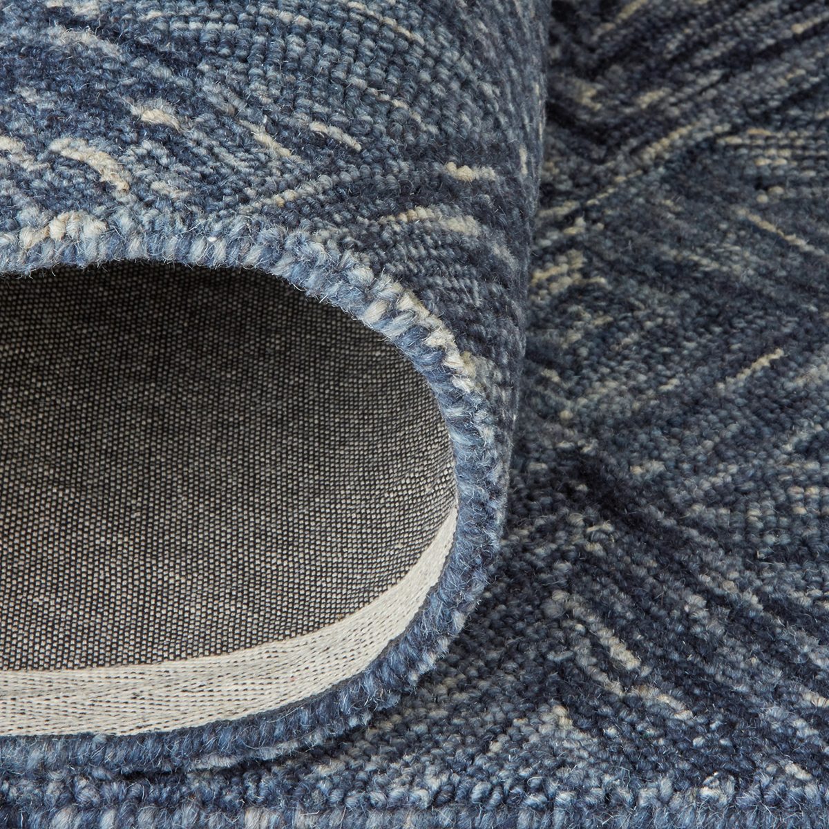 Rivet Motion Modern Patterned Wool Runner Rug, 2' 3" x 7' 6", Denim Blue