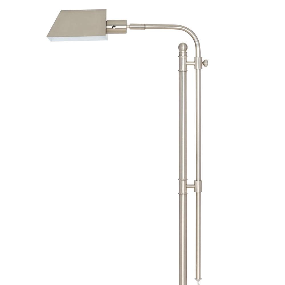 Amazon Brand – Ravenna Home Metal Adjustable Living Room Standing Pharmacy Floor Lamp With LED Light Bulb - 49.75 - 62 Inches, Brushed Nickel