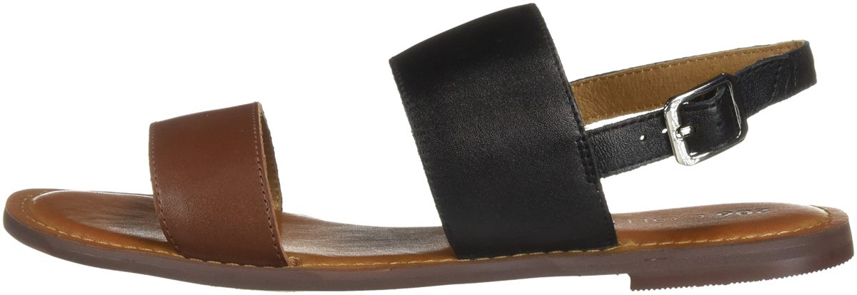 206 Collective Amazon Brand Women's Cedar Casual Double Band Sandal, Cognac/Black Leather, 8 B US