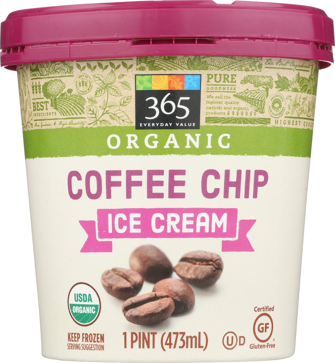 365 Everyday Value, Organic Coffee Chip Ice Cream, 16 oz (Frozen)