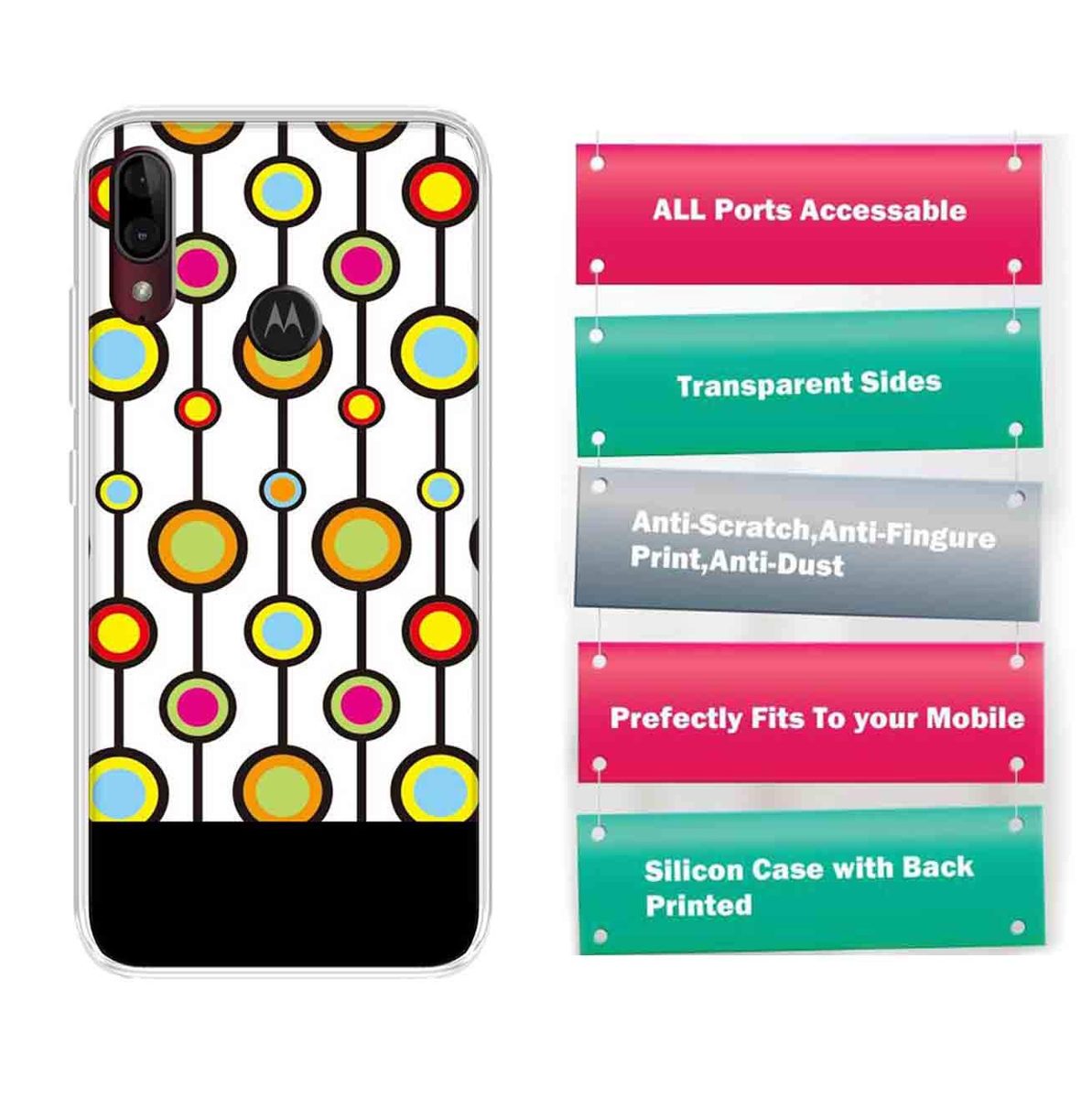 Amazon Brand - Solimo Designer Multicolor Bubble Line Pattern Printed Soft Back Case Mobile Cover for Motorola Moto E6s / Motorola Moto E6 Plus