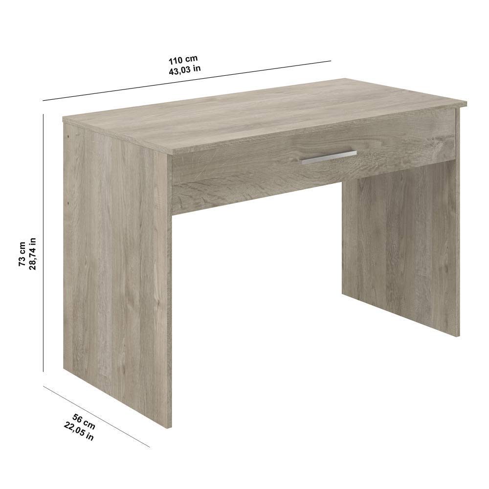 Amazon Brand - Movian Indre 1-Drawer Desk, 56 x 110 x 73cm, Light Brown/Oak Foil Finish