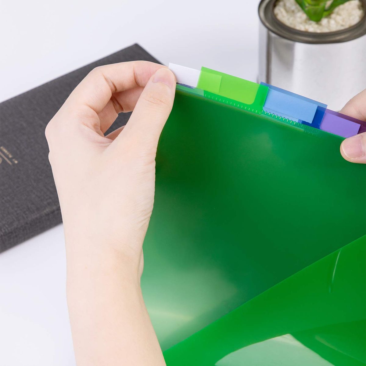 AmazonBasics 8-Tab Plastic Binder Dividers, Insertable Multicolor Big Tabs, with Single Pocket, 12 Set