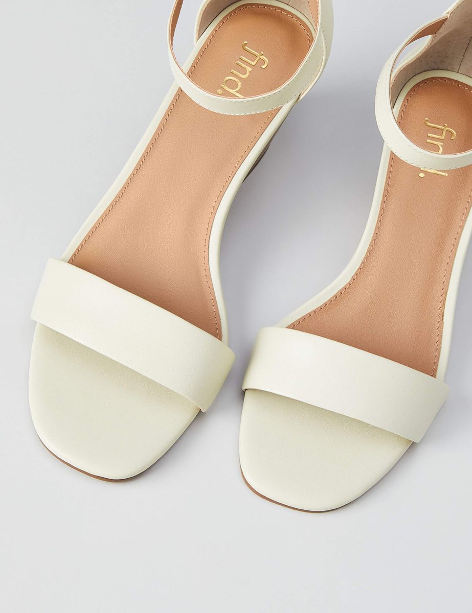 find. Wedge Leather, Women's Heels Sandals Open Toe Sandals, Ivory (off-white), 4 UK (37 EU)