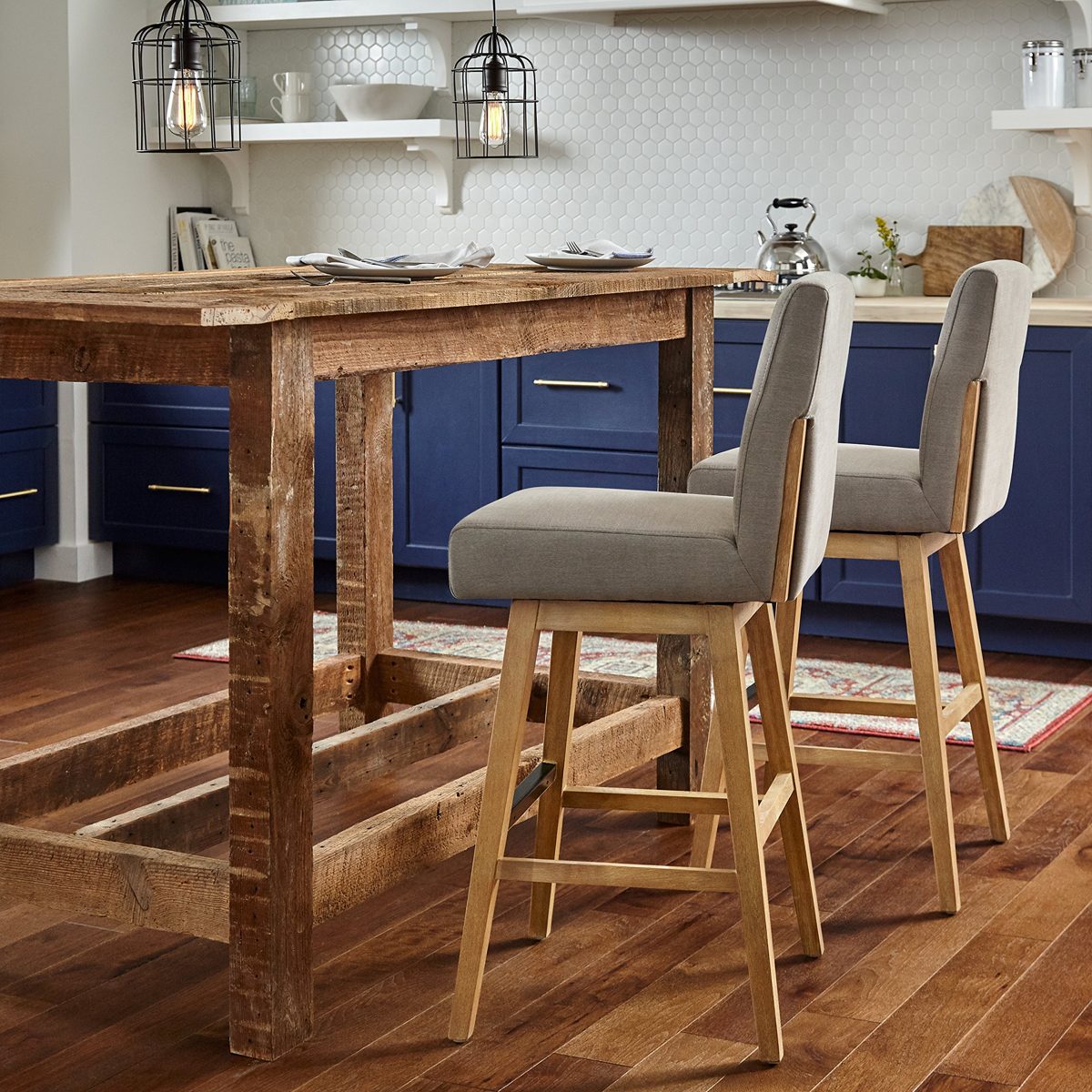 Amazon Brand – Stone & Beam Sophia Modern Swivel Kitchen Bar Stool, 43.3"H, Slate Grey