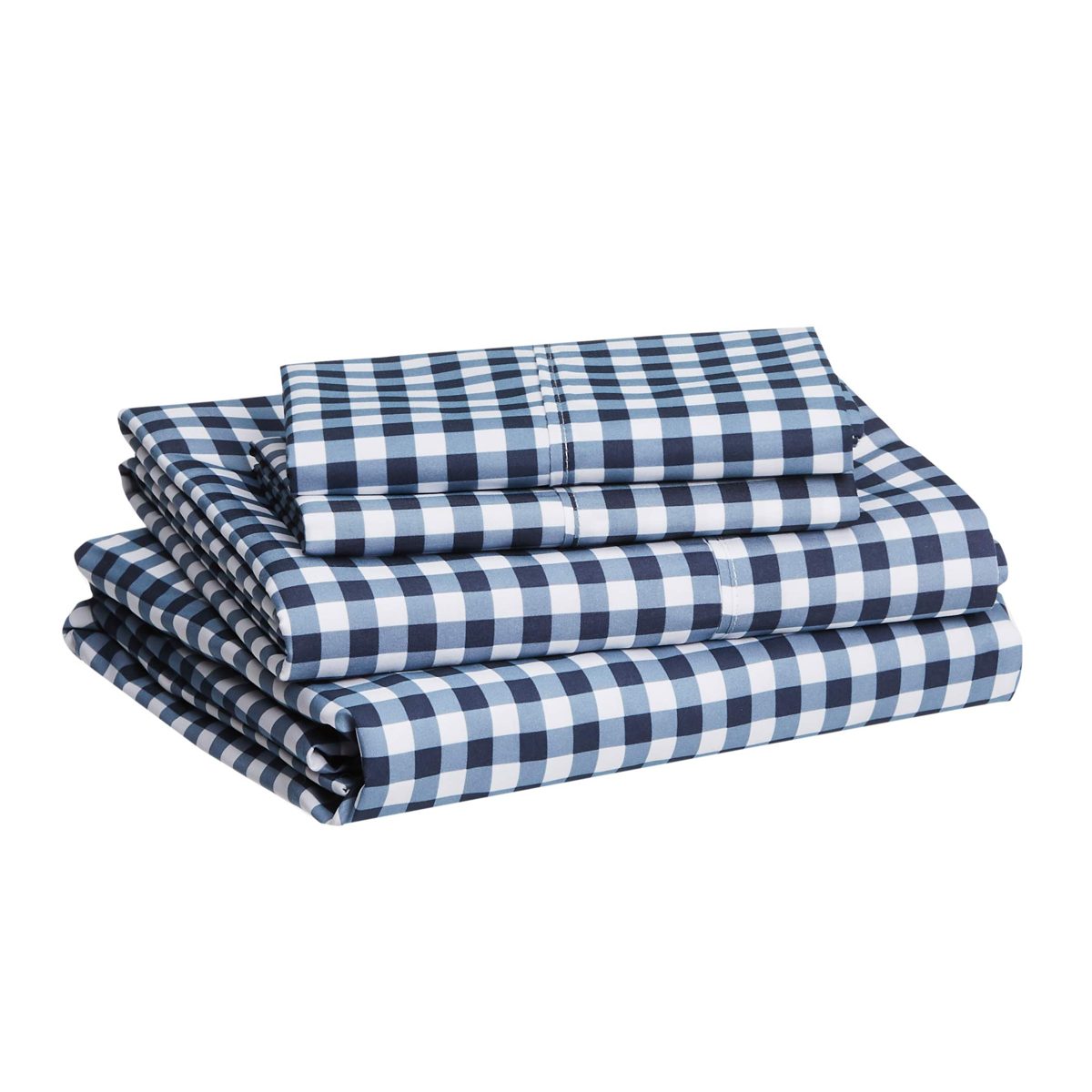 AmazonBasics Lightweight Super Soft Easy Care Microfiber Sheet Set with 16" Deep Pockets - Queen, Gingham Plaid