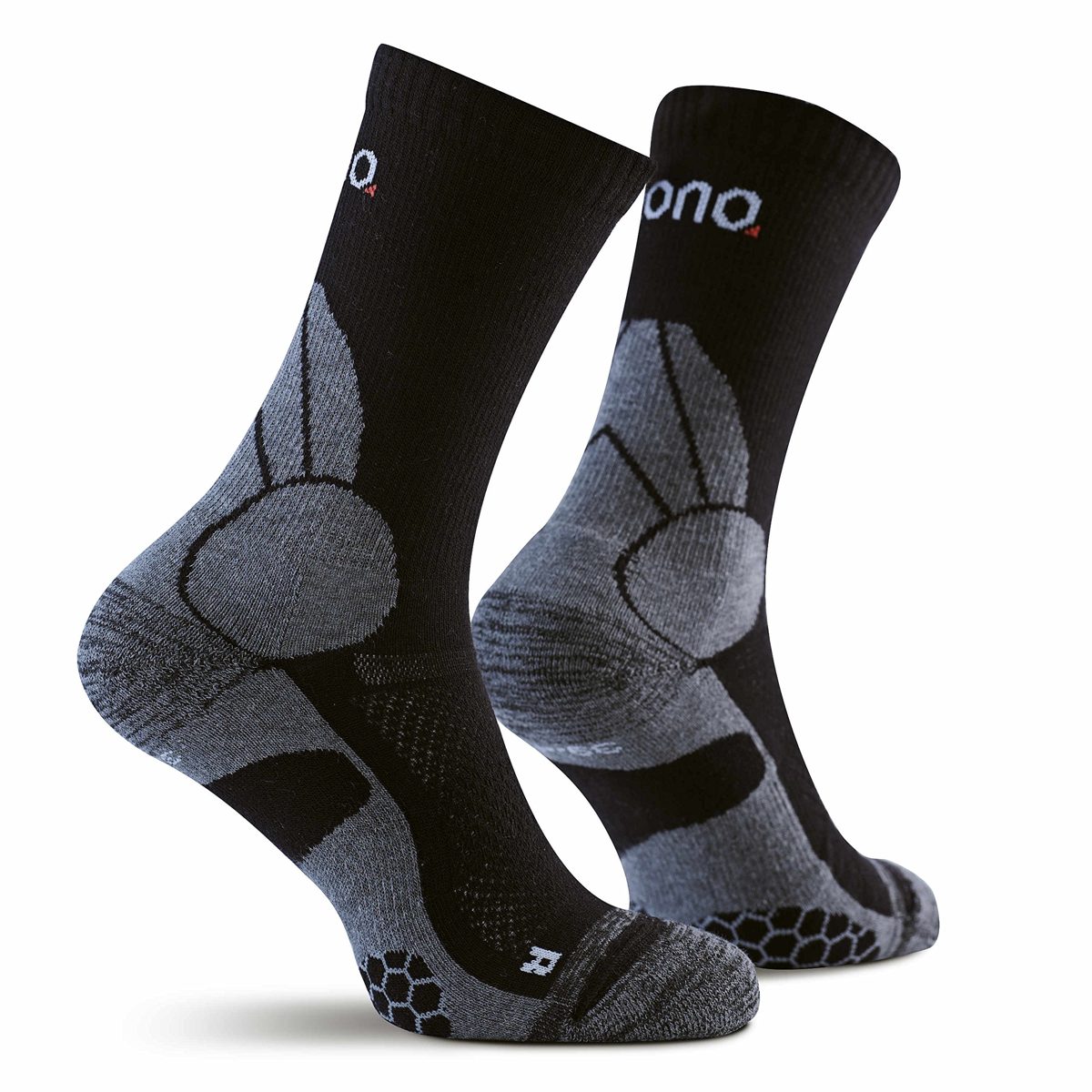 Eono Essentials Hiking and Trekking Socks for Men and Women (Pack of 2) Merino Wool Black EU 47-50