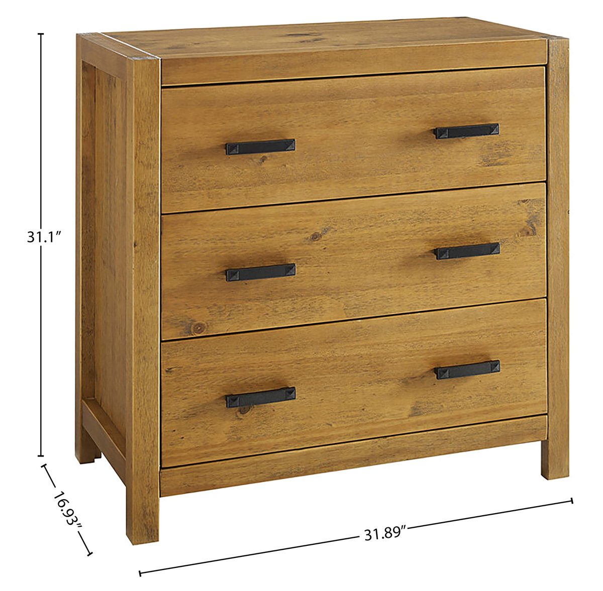 Amazon Brand – Stone & Beam Rustic 3-Drawer Bedroom Dresser, 31.9"W, Oak Finish